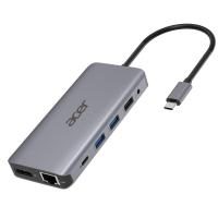 Acer 12-in-1 Mini Dock (USB Type-C zu 1x USB Type-C (w PD), 2x USB 3.2, 2x USB 2.0, 2x HDMI, 1x Displayport, 1x RJ-45, 1x SD Card Reader, 1x Micro SD Card Reader, 1x 3.5 Audio port 3.5) silber
