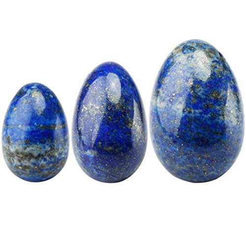 mookaitedecor Lapislazuli Yoni Eier Kegel Bälle Beckenbodentrainer Übungs-Set mit 3 Größen, Ben Wa Balls Massage Steine für die Übung der Beckenboden und Blase & Erholung die Postpartale Vagina