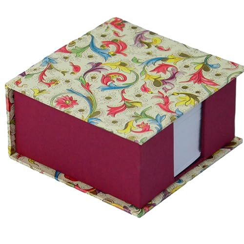 libralides - Zettelkasten handgemacht „Florentia“ mit Blumen Muster (Bunt) klappbar - Zettelbox bezogen mit Florentiner Papier - Box/Halter für Zettelklotz & Notizzettel (11x11x6cm mit 300 Blatt)