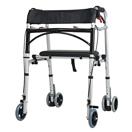 Gehhilfe für Senioren, zusammenklappbar, mit Sitzen und Rad, höhenverstellbar, leichtes Gehgestell für ältere Menschen und Behinderte, E-Stern des Lichts