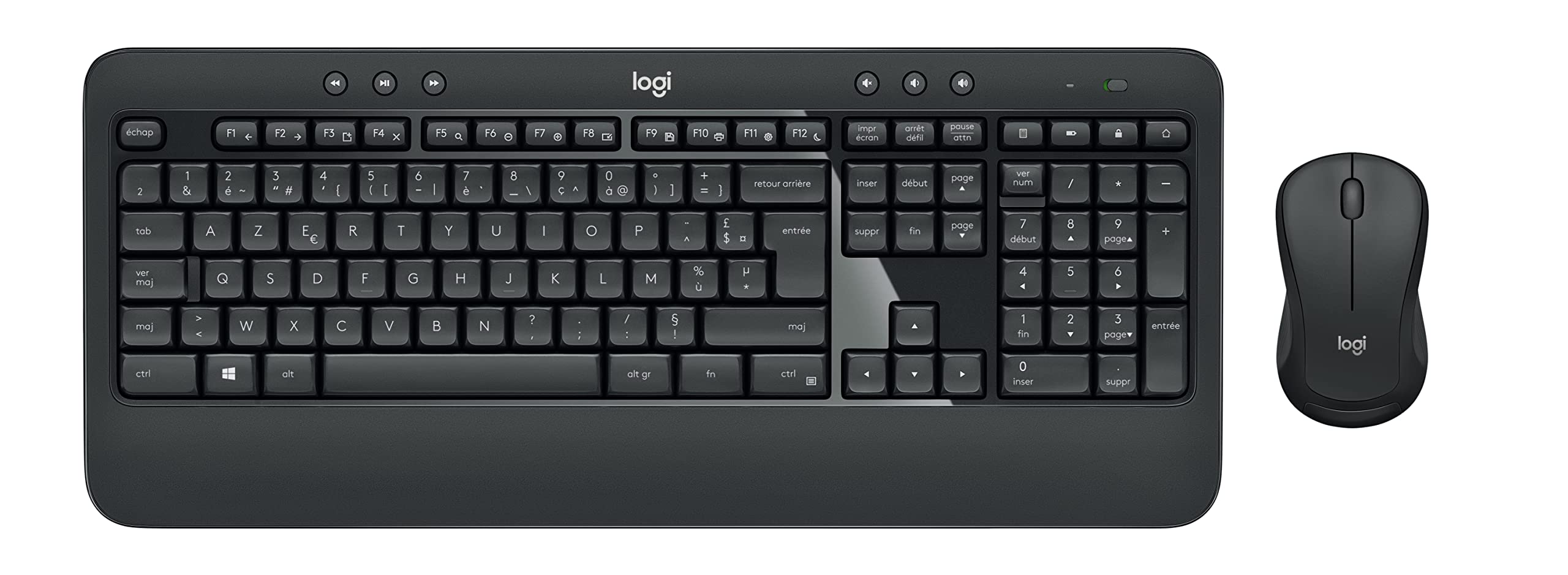 Logitech MK540 Advanced Kabellose Tastatur und Maus Combo für Windows, Französisches AZERTY-Layout - Schwarz