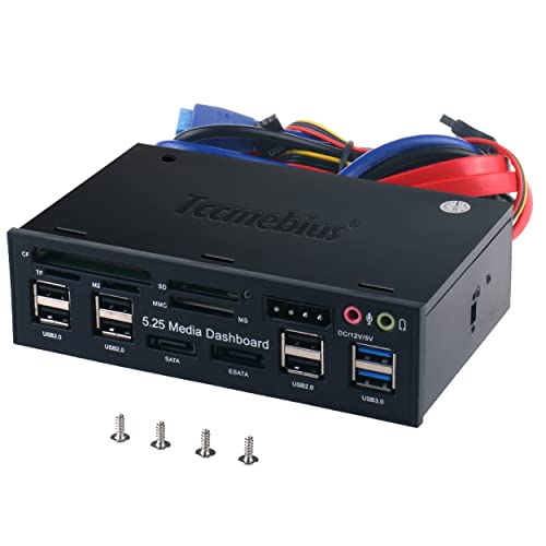 Tccmebius TCC-QL5E 5.25 Zoll PC Multifunktionale Dashboard Media Frontplatte Audio, mit SATA e-SATA Dual USB 3.0 6 Port USB 2.0 Fünf-in-EIN Kartenleser (SD/MMC/CF/MS/TF / M2)