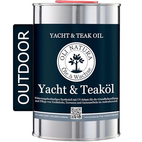 OLI-NATURA Yacht & Teaköl (Holzöl für Außenbereich, UV-Schutz), Inhalt: 1 Liter, Farbe: Teak