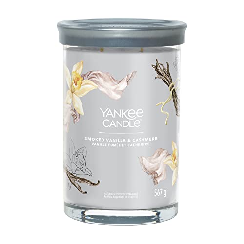 Yankee Candle Signature Duftkerze | große Tumbler-Kerze mit langer Brenndauer „Smoked Vanilla & Cashmere“ | Soja-Wachs-Mix | Perfekte Geschenke für Frauen