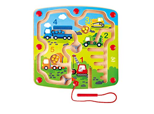 Hape E1713A E1713 Baufahrzeuge-Labyrinth Magnetlabyrinth, Magnetspiel, fördert u. a. die Feinmotorik, ab 24 Monaten