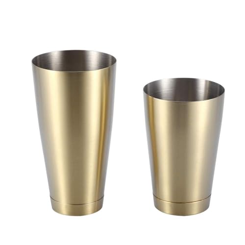 2 Stück Cocktail Shaker Set, Edelstahl Boston Shaker Cups Martini Drink Shaker Bar Bartending Kit(Titan Golden)