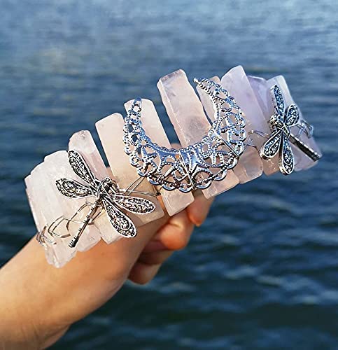 Natürliche Kristall Beschichtung Farbe Handmade Custom Drachenfly Zubehör Mond Crown Braut Headband (3)