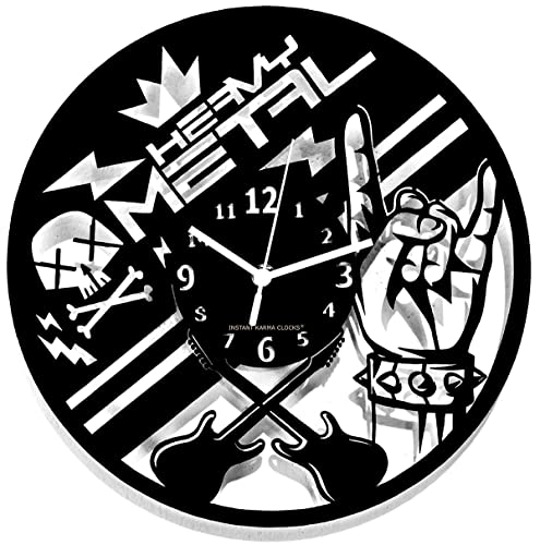 Instant Karma Clocks Wanduhr Heavy Metal Musik Schlagzeug Gitarre Rock Bass Geschenkidee