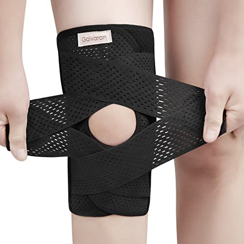 Galvaran Kniebandage mit seitlichen Stabilisatoren für meniskalische Tränen, Knieschmerzen, ACL MCL Arthritis, Verletzungen, Erholung von Verletzungen, atmungsaktiv, verstellbare Kniestütze