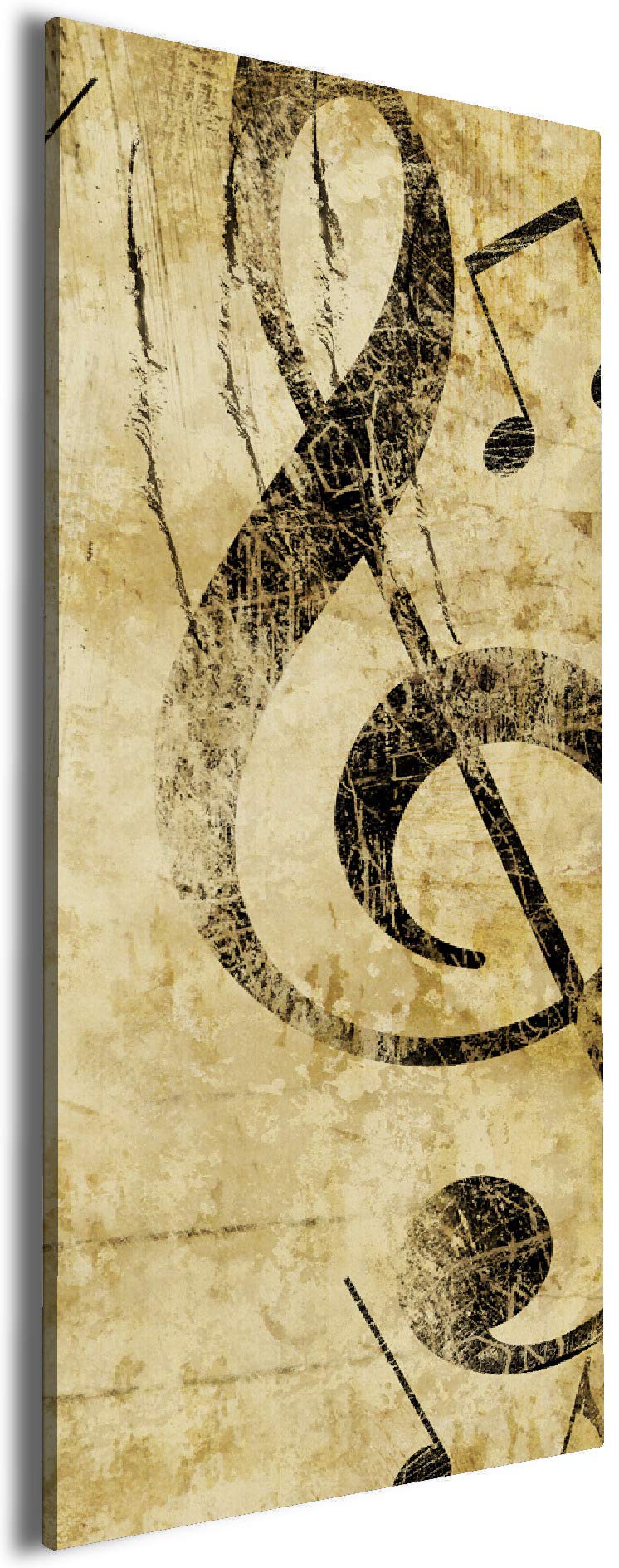 Wallario Leinwandbild Musik als Leidenschaft Notenschlüssel in braun - Wandbild 30 x 75 cm: Kunstdruck | Brillante lichtechte Farben | hochauflösend | verzugsfrei