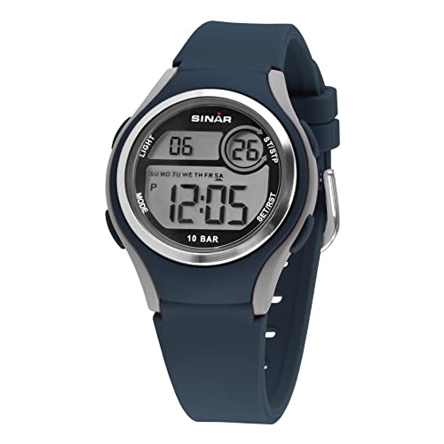 SINAR Jungen-Armbanduhr Jugenduhr Sport Outdoor Digital LCD Quarz 10 bar Licht Silikonband XE-64-2