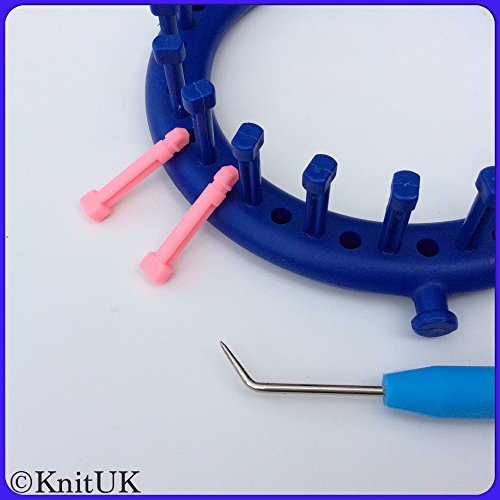 Round Blue Knitting Loom 22 pegs + 22 pink extra-pegs