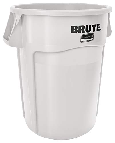 Rubbermaid 1779740 BRUTE Heavy-Duty Waste/Utility Container, Round, 166.5 L, White