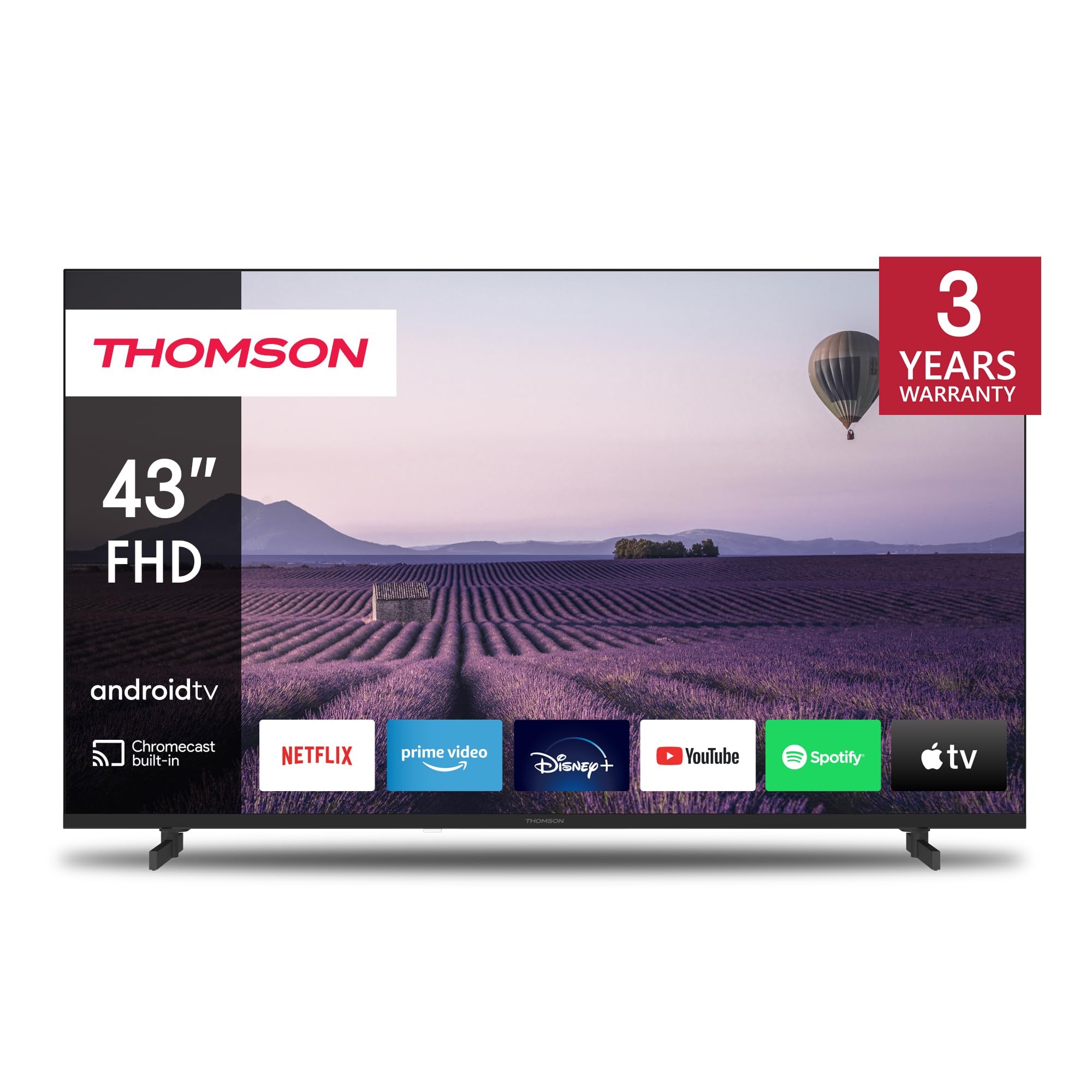 Thomson 43 Zoll (109 cm) Full HD LED Fernseher Smart Android TV (WLAN, HDR, Triple Tuner DVB-C/S2/T2, Sprachsteuerung, Netflix, YouTube, Prime Video, Disney+) – 43FA2S13-2023