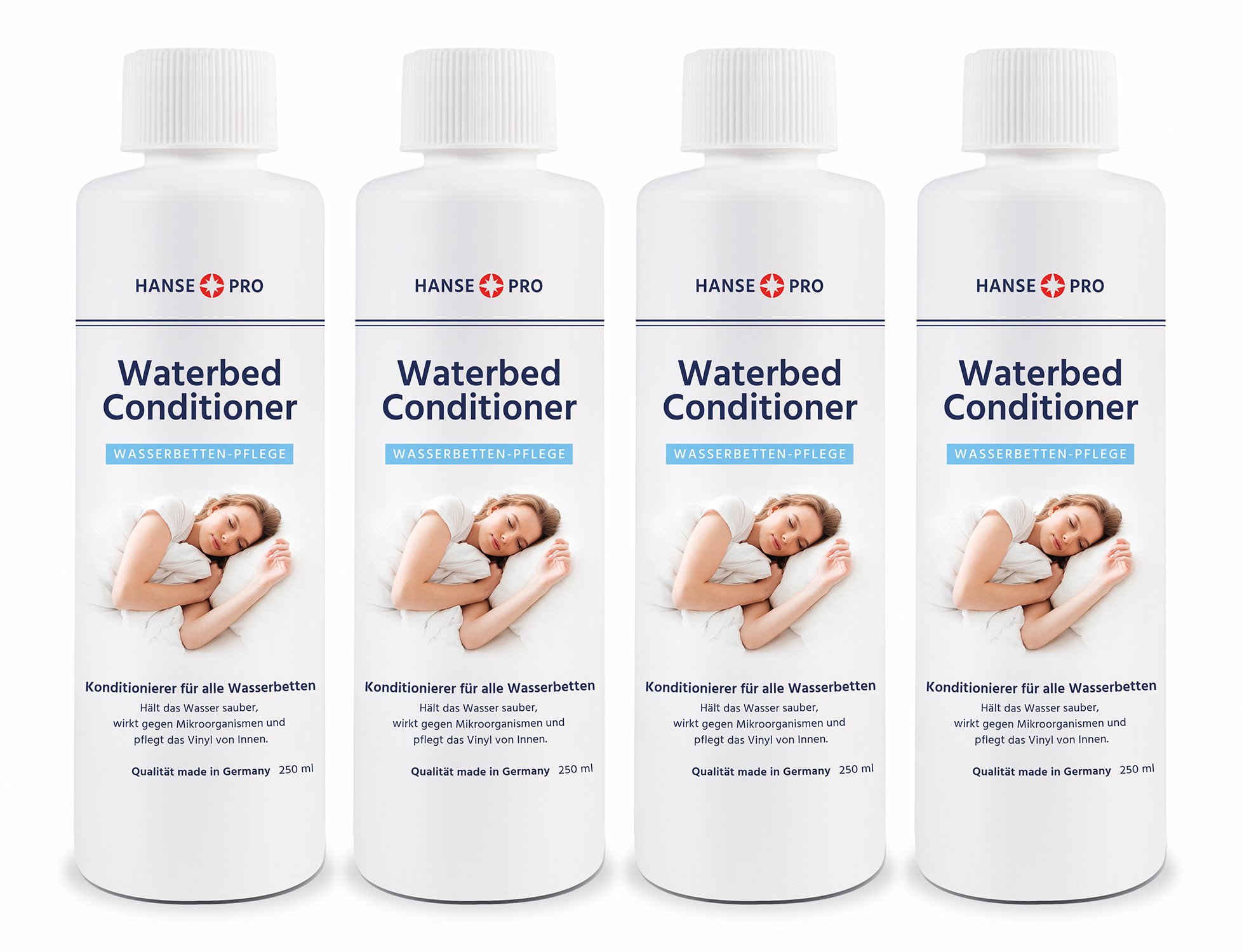 Hanse Pro Waterbed Conditioner (4 x 250 ml) I für alle Wasserbetten geeignet I Konditionierer I Wasserbetten-Pflege I Wasserbett-Zubehör