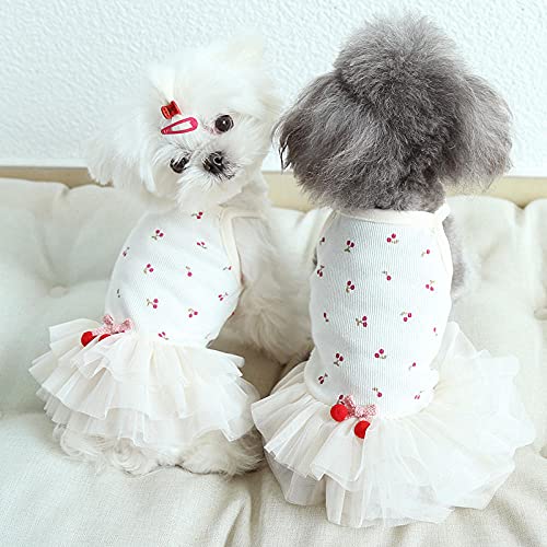 ZNZT Hundekleidung Cherry Dog Sommerkleid Süße Katze Kleidung Farbe Pomeranian Yorkshire Lätzchen Outfit Halloween