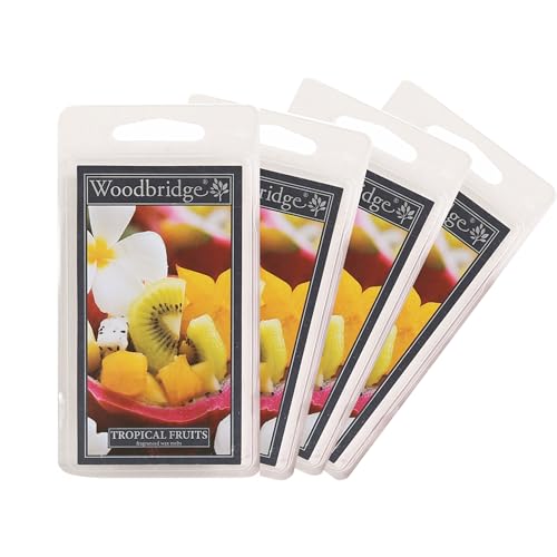 Woodbridge Duftwachs für Duftlampe | 4er Set Tropical Fruits | Duftwachs Fruchtig | 8 Wax Melts für Duftlampe | Raumduft für Aromatherapie | 10h Duftdauer je Melt (68g)