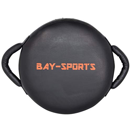 Bay UFO RUND 34 x 34 x 13 cm schwarz/orange Leder PU Schlagpolster, Schlagkissen, Pratze Pratzen Bodyshield Kickboxen Thaiboxen Muay Thai