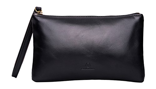 Cronus & Rhea - Tasche aus Leder (Arion) - Clutch Handtasche Abendtasche Geldbörse Hülle Etui Smartphone - Mit Geschenkbox - Damen Herren (Schwarz)