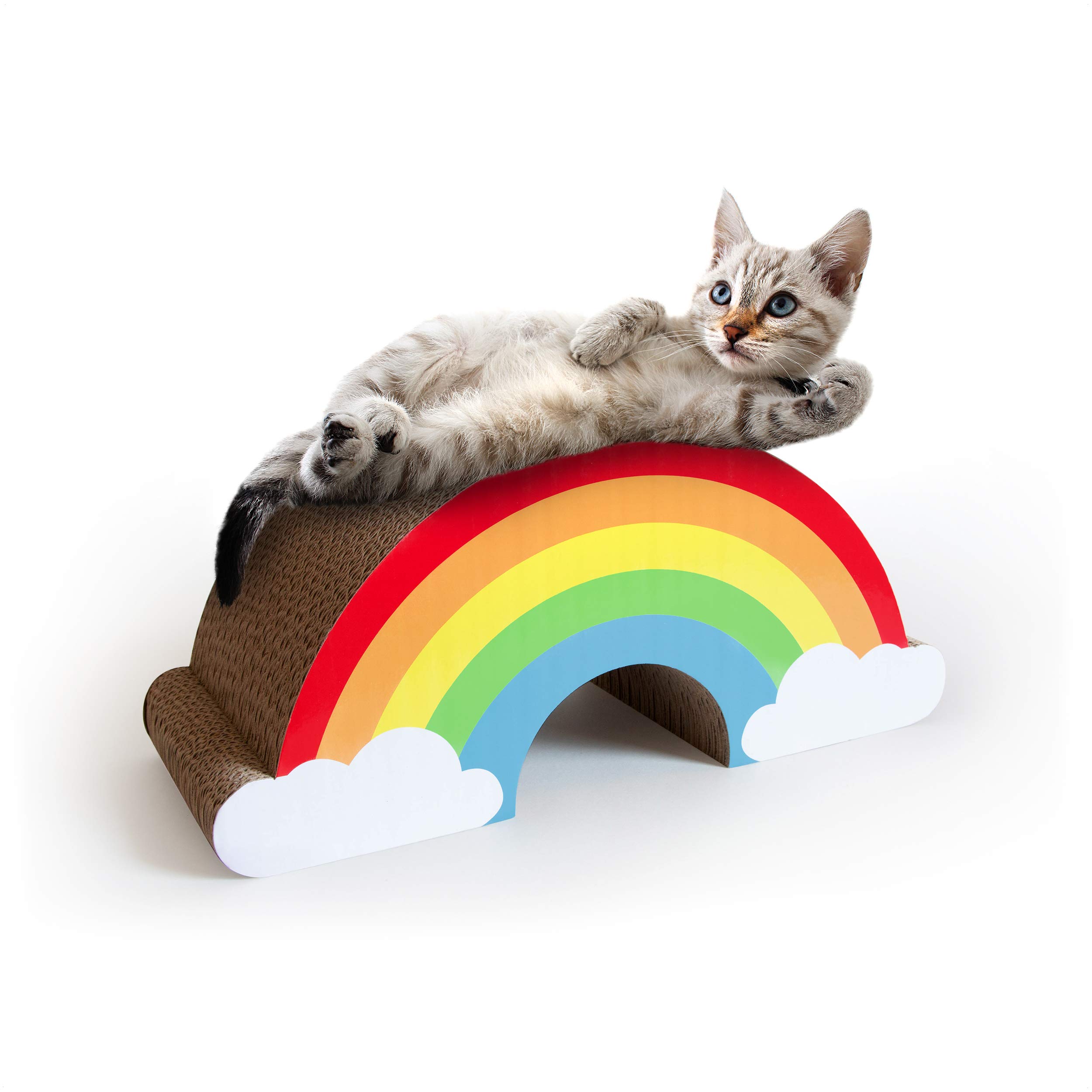 SUCK UK Katzenkratzer, Regenbogen-Katzenkratzer für Wohnungs-Katzen, Kratzbaum & Kratzbrett für Katzen & Kätzchen, Lustige Katzengeschenke & Geschenke für Katzen, interaktives Katzenspielzeug &