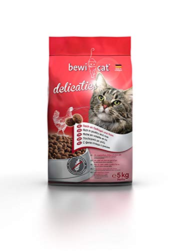bewi cat Delicaties [5 kg] Katzenfutter | Für ausgewachsene Katzen ab dem 1. Jahr | mit Geflügel & Reis | für kastrierte Katzen geeignet