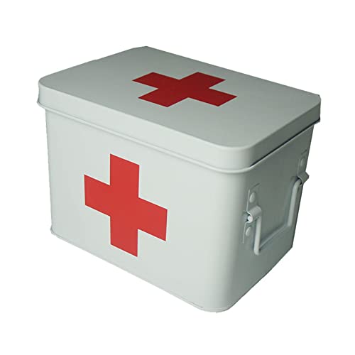 N-X Erste-Hilfe-Kasten aus Metall, großer Raum, Medizin-Aufbewahrungsbox, mit tragbarem Griff, wasserdicht, langlebig, für Auto, Schule oder Familie, Camping, Off-Road-Reisen usw