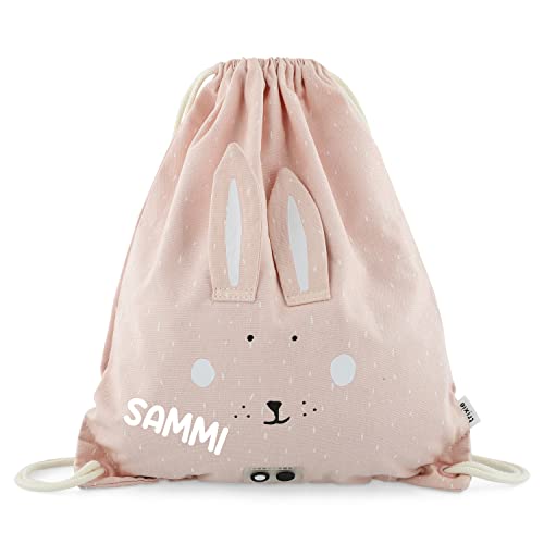 Elfenstall Personalisierter Turnbeutel Kindergartentasche von Trixie Baby mit Wunschname (Hase)