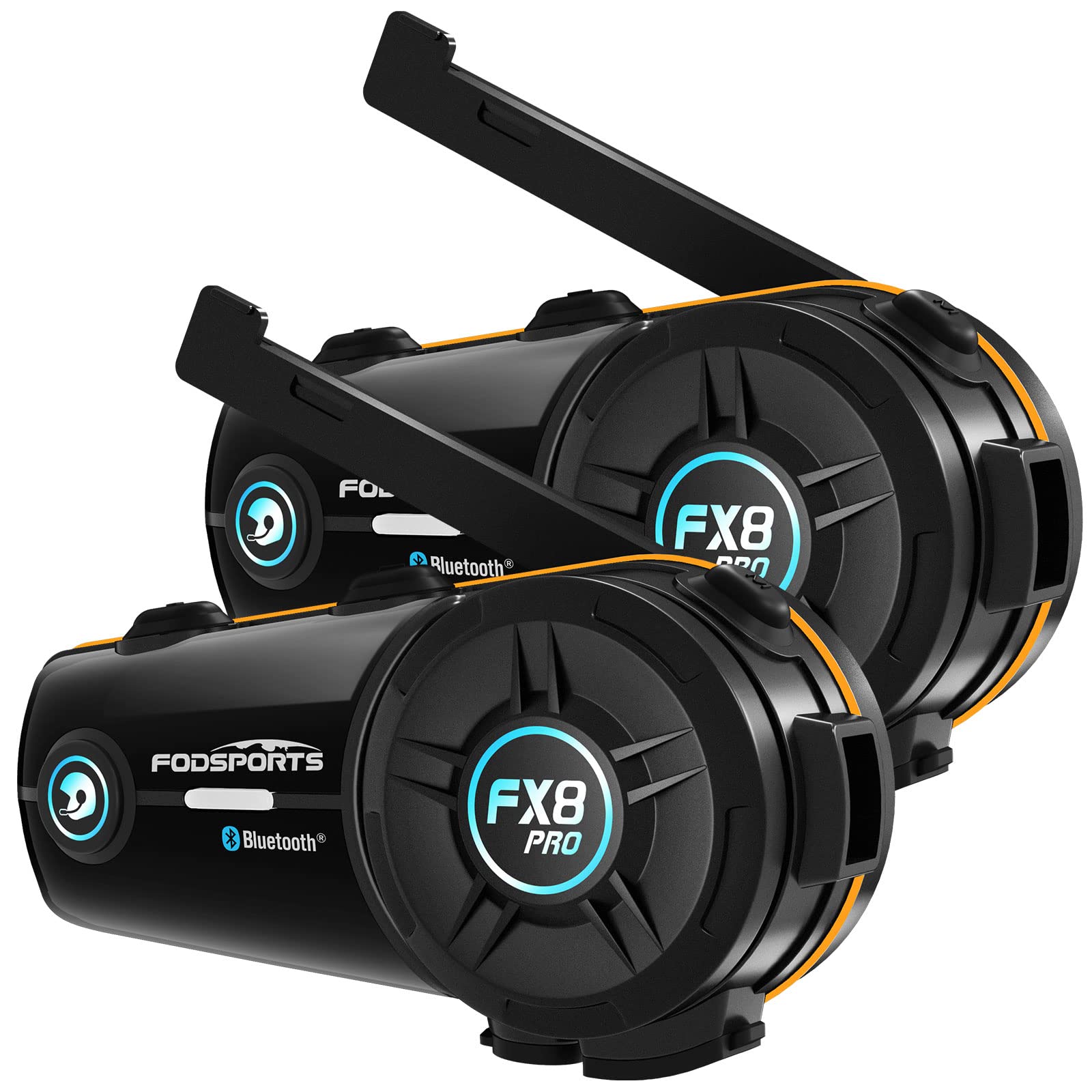 FODSPORTS FX8 Pro Motorrad-Kommunikationssysteme mit Dual-Chip-Schnellkopplung, Musikfreigabe, Audio-Mixing, 3 Soundeffekte, FM 8 Riders Group Intercom, 2 Stück