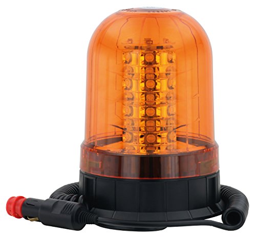 AdLuminis Große LED Rundumleuchte Orange Mit Magnetfuß, Blinkleuchte 12V 24V, ECE R65 Straßenverkehr Zulassung, KFZ Warnleuchte