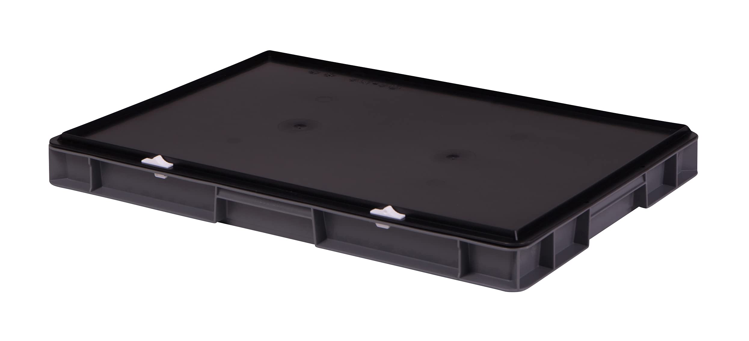 1a-TopStore Stabile Profi Aufbewahrungsbox Stapelbox Eurobox Stapelkiste mit Deckel, Kunststoffkiste lieferbar in 5 Farben und 21 Größen für Industrie, Gewerbe, Haushalt (grau, 60x40x6 cm)