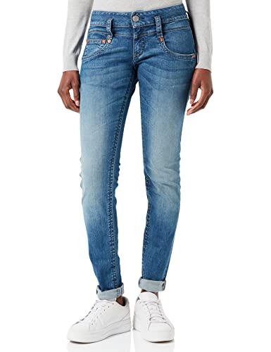 Herrlicher Damen Pitch Slim Organic Denim Jeans, Blue sea L32, W28/L32