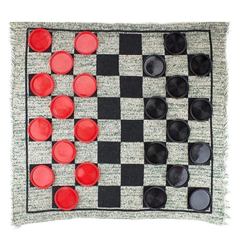 WuLi77 Home Jumbos Checkers 3-in-1-Riesen Dame Set Spielteppich Brettspiel Mit Wendbarer Spielmatte Für Drinnen Und Draußen Familie 3-in-1-Riesen Dame Set Spielkarten Dame Matte Für Kinder Langlebig