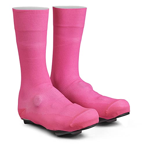 GripGrab Unisex – Erwachsene Flandrien wasserdichte Gestrickte Rennrad Regenschutz Überschuhe Knitted Aero Radsport Übersocken Cover Socks, Pink, XL (45-47)