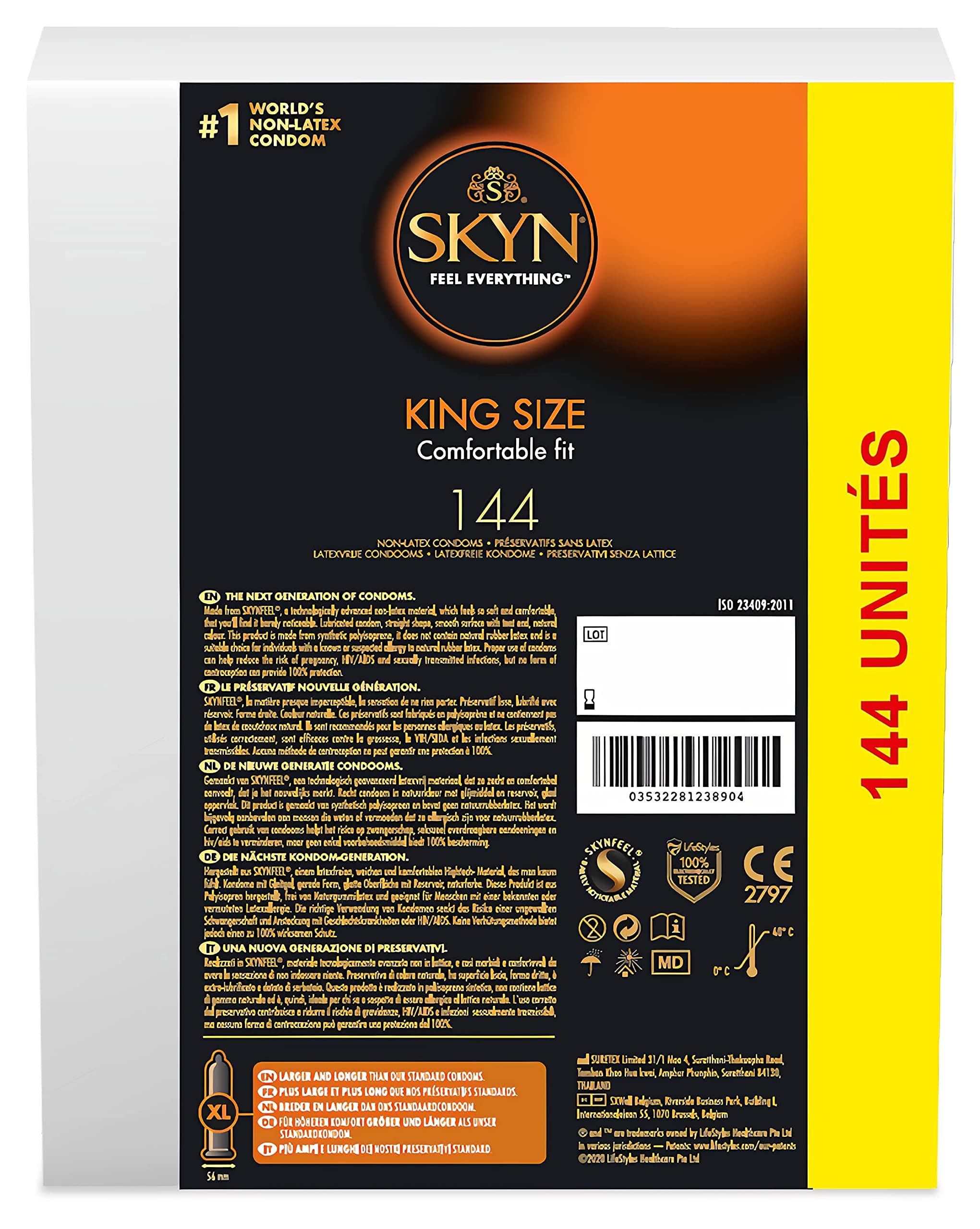 SKYN KING SIZE - 144 Kondome, groß – Mega-Pack