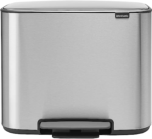 Brabantia Bo Treteimer 3 x 11 L Abfalleimer, Metall, Matt Steel Fingerprint Proof, 54 x 36.5 x 44 cm