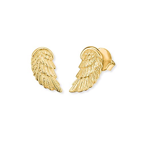 Engelsrufer Mädchen Kinder Ohrstecker Ohrringe aus vergoldetem Sterling Silber mit Flügel Symbol in Gold - Steckverschluss - nickelfrei