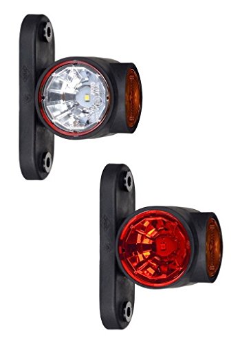 2 x LED Gummi Begrenzungsleuchte Seitenleuchte 12V 24V mit E-Prüfzeichen Positionsleuchte Auto LKW PKW KFZ Lampe Leuchte Licht Weiß Rot Orange