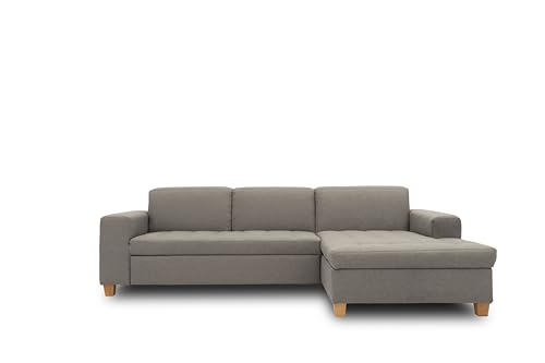 DOMO Collection Sugar Ecksofa | Sofa mit Schlaffunktion in L-Form, Eckcouch mit Bett, hellgrau, 266x162x80 cm