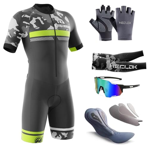 Männer Fahrrad Breathable Kurzarm Radfahren Skinsuit Herren Fahrradtrikot Triathon Bekleidung Fahrradbekleidung Fahrradanzug Gepolstert Einteiler Trisuit Bike läuft Schwimmen (TYP-4,5XL)