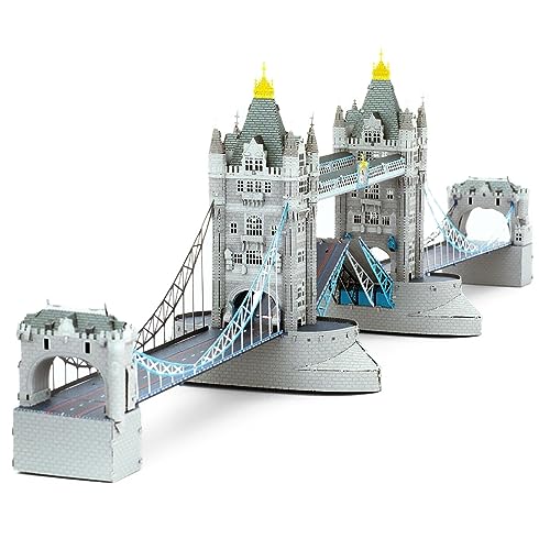 Metal Earth Fascinations PS2009 Metallbausätze - Wahrzeichen The London Tower Bridge, lasergeschnittener 3D-Konstruktionsbausatz, 3D Metall Puzzle, DIY Modellbausatz mit 3 Metallplatinen, ab 14 Jahre