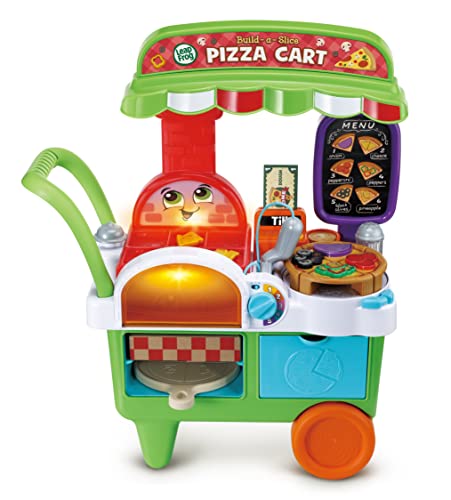 LeapFrog Build-a-Slice Pizzawagen Pretend Food Kleinkind Spielzeug 30+ Spielteile Sätze Musik & Lieder Lernen Zahlen Farben & Formen Rollenspiel Geschenk für 3 4 5 Jahre Englische Version