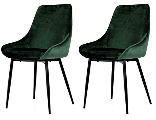 TENZO LEX 2er-Set Designer Stühle, Metall, samtstoff, Grün/Schwarz, 85 x 47,5 x 56 cm (HxBxT)