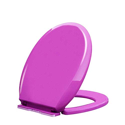 WC-Sitz mit Absenkautomatik, farbiger WC-Deckel, starke WC-Toilettensitze, rund/D/V-förmig – langlebige Scharnierbefestigung, Purple-O42-45 * 35.6CM