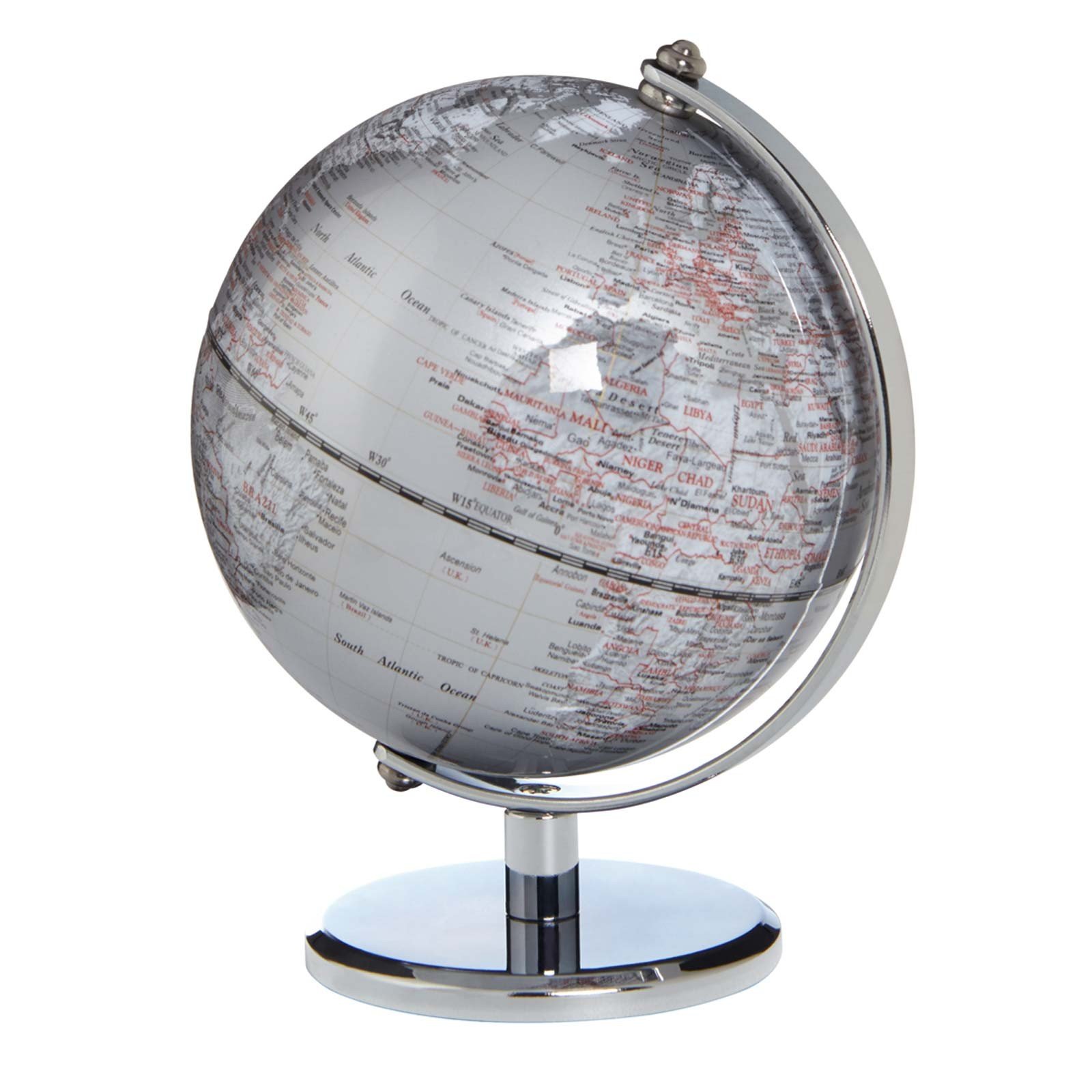 emform Mini-Globus Gagarin Silver, Metall & Kunststoff, 130 x 170 mm