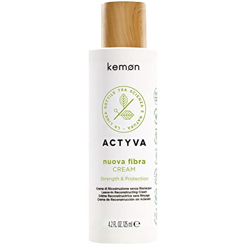 Kemon - Actyva New Fibra Cream, restrukturierende Behandlungscreme für strapaziertes Haar mit Amaranth und Rotalgen, ohne Ausspülen - 125 ml