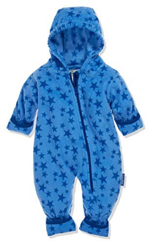 Playshoes Unisex Baby Fleece-Overall Sterne Schneeanzug, Blau (Blau 7), 80