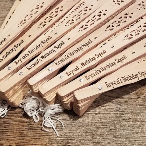 KRUI Personalisierte Eingraviert Hand Fan, Faltfächer Hand Fan Bambus-Fan Japanischen Chinesischen Vintage-Stil Fan Hochzeit Tanzparty.Sandelholz Fan Dekorative Hand Fan Folding (Customize,100pcs)