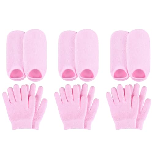 Balawin 3X Feuchtigkeits Spendende Gel Socken Handschuhe Set Hände Füße Haut Bleaching Pflege Schönheit Spa Behandlung Feuchtigkeits Spendende Kühle Weiche Baumwolle Ferse Booties Socken