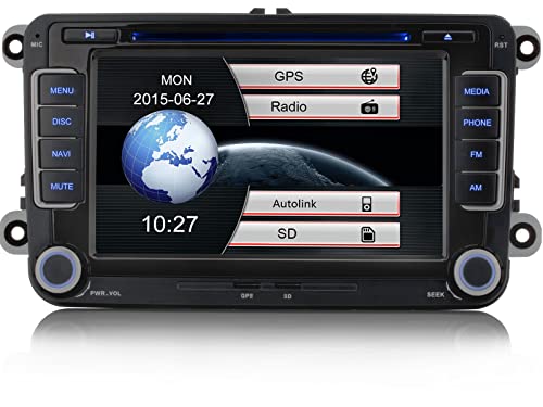 iFreGo 7 Zoll 2 Din Autoradio Für Volkswagen Seat und Skoda,Autoradio Bluetooth GPS Navigation DVD CD RDS, Radio unterstützt Lenkradsteuerung,7 Farben Radio ,Rückfahrkamera,Autolink