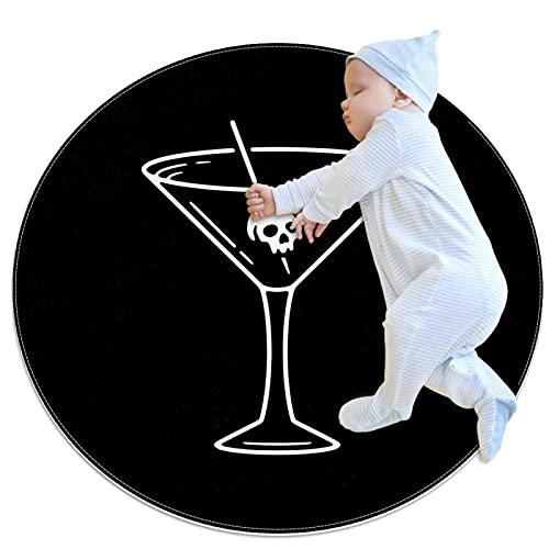 Kinder Krabbelmatte Cocktailschädel Runde weiche moderne Teppiche für rutschfeste Böden für Raumdekorationen 100x100cm